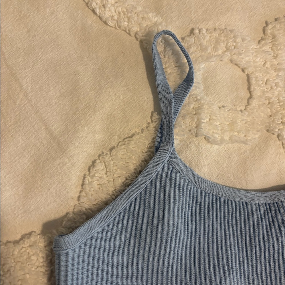 Light Blue Ribbed Tank Top - Picture 4 of 6